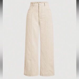 SHEIN Cream Corduroy Pants